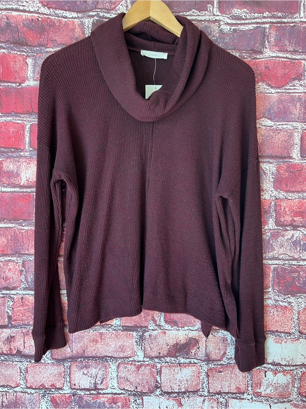 Lush Nordstrom Winetasting Burgundy Cowl Neck Ribbed Sweater NWT Size S